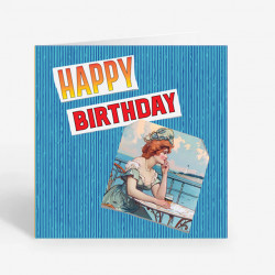 French Magazine Cutout Birthday Card Folded 6in x 6in with Envelope French Magazine Cutout Birthday Card Folded 6in x 6in with Envelope